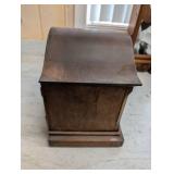 Antique Wooden Mantel Clock with Brass Bezel - Wind-Up Movement, Made in USA