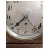 Antique Wooden Mantel Clock with Brass Bezel - Wind-Up Movement, Made in USA