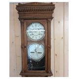 Waterbury Clock Co. Calendar Clock - Oak Carved Case, Patent 1889