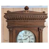 Waterbury Clock Co. Calendar Clock - Oak Carved Case, Patent 1889