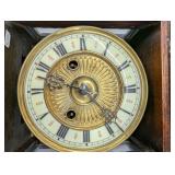 Sessions Store Model 1910 Wall Clock - Carved Oak Case, Brass Dial, 2-Wind Time/Strike