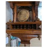 Sessions Store Model 1910 Wall Clock - Carved Oak Case, Brass Dial, 2-Wind Time/Strike
