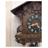 Cuckoo Clock With Carved Leaves and Bird Figures - 1940