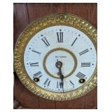 Seth Thomas Mantel Clock - Ornate Carved Oak Case, Brass Bezel & Roman Dial