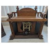 Seth Thomas Mantel Clock - Ornate Carved Oak Case, Brass Bezel & Roman Dial
