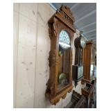 Ansonia Queen 1900 Wall Clock - Ornate Carved Oak Case with Pendulum
