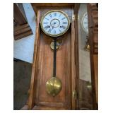 Ansonia Queen 1900 Wall Clock - Ornate Carved Oak Case with Pendulum