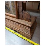 Welch 1885 Carved Wood Mantel Clock with Glass Panel and Pendulum