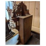 Welch 1885 Carved Wood Mantel Clock with Glass Panel and Pendulum