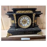 Seth Thomas Viking Mantle Clock 1902 - Black Marble Case With Brass Trim
