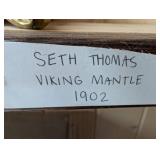 Seth Thomas Viking Mantle Clock 1902 - Black Marble Case With Brass Trim