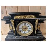 Seth Thomas Viking Mantle Clock 1902 - Black Marble Case With Brass Trim
