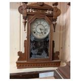 Gilbert Nucleus 1885 Clock - Antique Carved Wood Case w/ Etched Glass