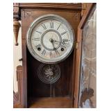 Gilbert Nucleus 1885 Clock - Antique Carved Wood Case w/ Etched Glass