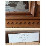 Gilbert Nucleus 1885 Clock - Antique Carved Wood Case w/ Etched Glass