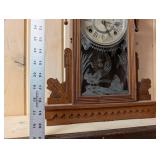 Gilbert Nucleus 1885 Clock - Antique Carved Wood Case w/ Etched Glass