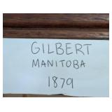 Gilbert Manitoba 1879 Late 19th Century Ansonia Carved Walnut Mantle Clock, with two-train movement, paper & brass dial & stencilled glass panel door