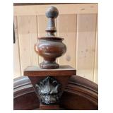 Antique Oak Mantel Clock with Etched Glass Panel and Pendulum