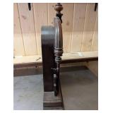 Antique Oak Mantel Clock with Etched Glass Panel and Pendulum