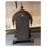 Antique Oak Mantel Clock with Etched Glass Panel and Pendulum