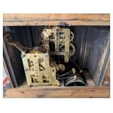 Seth Thomas Sonora Chimes Mantel Clock - Burl Wood Case, Brass Columns