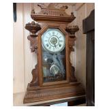 Waterbury Hudson 1890 Mantel Clock - Ornate Carved Oak Case