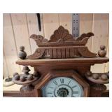 Waterbury Hudson 1890 Mantel Clock - Ornate Carved Oak Case