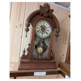 Gilbert Parisine 1880 Mantel Clock - Antique Walnut Carved Case, Roman Dial