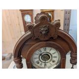Gilbert Parisine 1880 Mantel Clock - Antique Walnut Carved Case, Roman Dial
