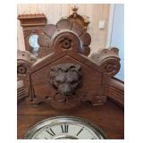 Gilbert Parisine 1880 Mantel Clock - Antique Walnut Carved Case, Roman Dial