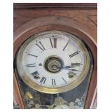 Jacobs Regulator Mantel Clock - Ornate Carved Oak Case, Glass Panel with Birds