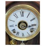 Jacobs Regulator Mantel Clock - Ornate Carved Oak Case, Glass Panel with Birds