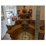 Ansonia Monarch 1885 Clock - Ornate Oak Mantel/Wall Clock with Glass Door Pendulum