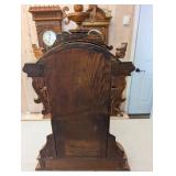 Ansonia Monarch 1885 Clock - Ornate Oak Mantel/Wall Clock with Glass Door Pendulum