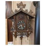 Cuckoo Clock - Hand-Carved Wood Case with Leaf Motifs, Roman Dial