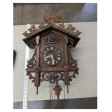 Cuckoo Clock - Hand-Carved Wood Case with Leaf Motifs, Roman Dial