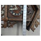 Cuckoo Clock - Hand-Carved Wood Case with Leaf Motifs, Roman Dial