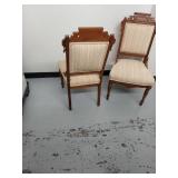 Pair of Victorian Eastlake Carved Upholstered Side Chairs Antique