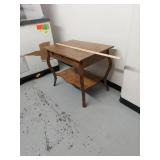Oak Accent Table with Drawer & Lower Shelf, Curved Legs Good