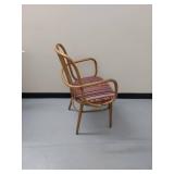 Empire State Bentwood Arm Chair Striped Upholstered Seat Good