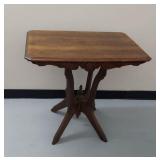 Vintage Wood Parlor Side Table Rectangular Top Four-Leg Base