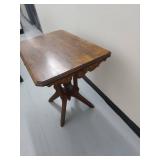 Vintage Wood Parlor Side Table Rectangular Top Four-Leg Base