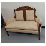 Antique Victorian Eastlake Walnut Upholstered Settee Loveseat Good