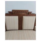 Antique Victorian Eastlake Walnut Upholstered Settee Loveseat Good