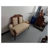 Antique Victorian Eastlake Walnut Upholstered Settee Loveseat Good