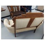 Antique Victorian Eastlake Walnut Upholstered Settee Loveseat Good