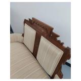 Antique Victorian Eastlake Walnut Upholstered Settee Loveseat Good