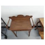 Antique Oak One-Drawer Washstand Side Table w/ Gallery Back Good