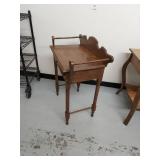 Antique Oak One-Drawer Washstand Side Table w/ Gallery Back Good
