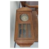 Antique Oak Wall Regulator Clock with Pendulum Gong Strike Untested